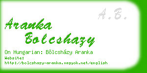 aranka bolcshazy business card